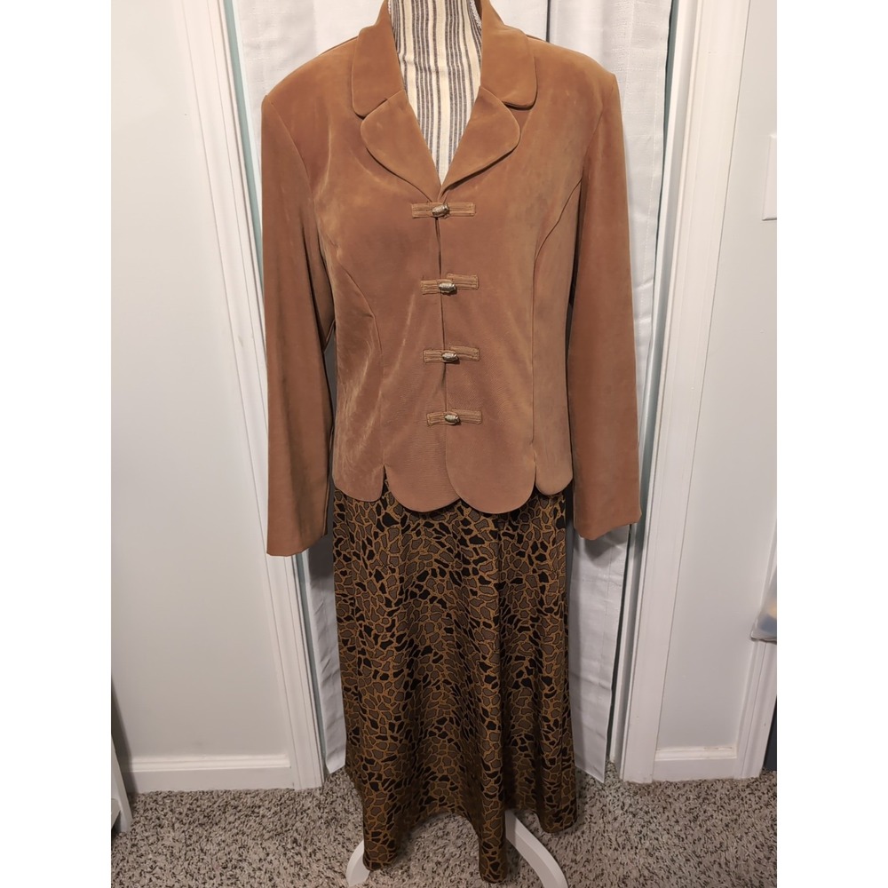Vtg. Sag Harbor 2-Piece Microsuede Blazer & Maxi Skirt Set Sz. 12 Office Preppy